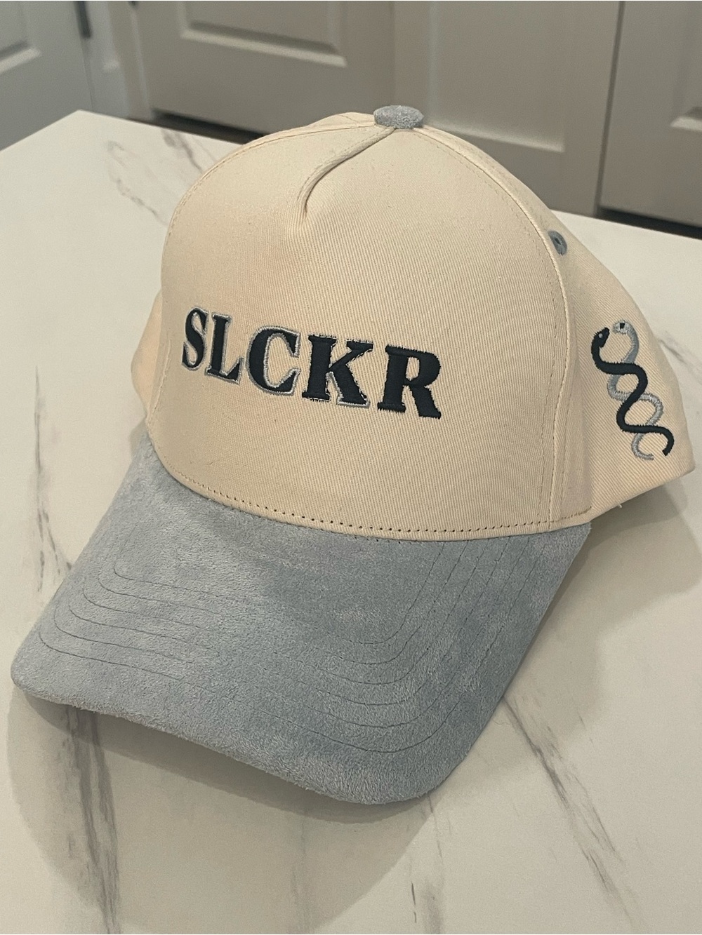 SLCKR Two-Tone Cream & Light Blue Baseball Cap